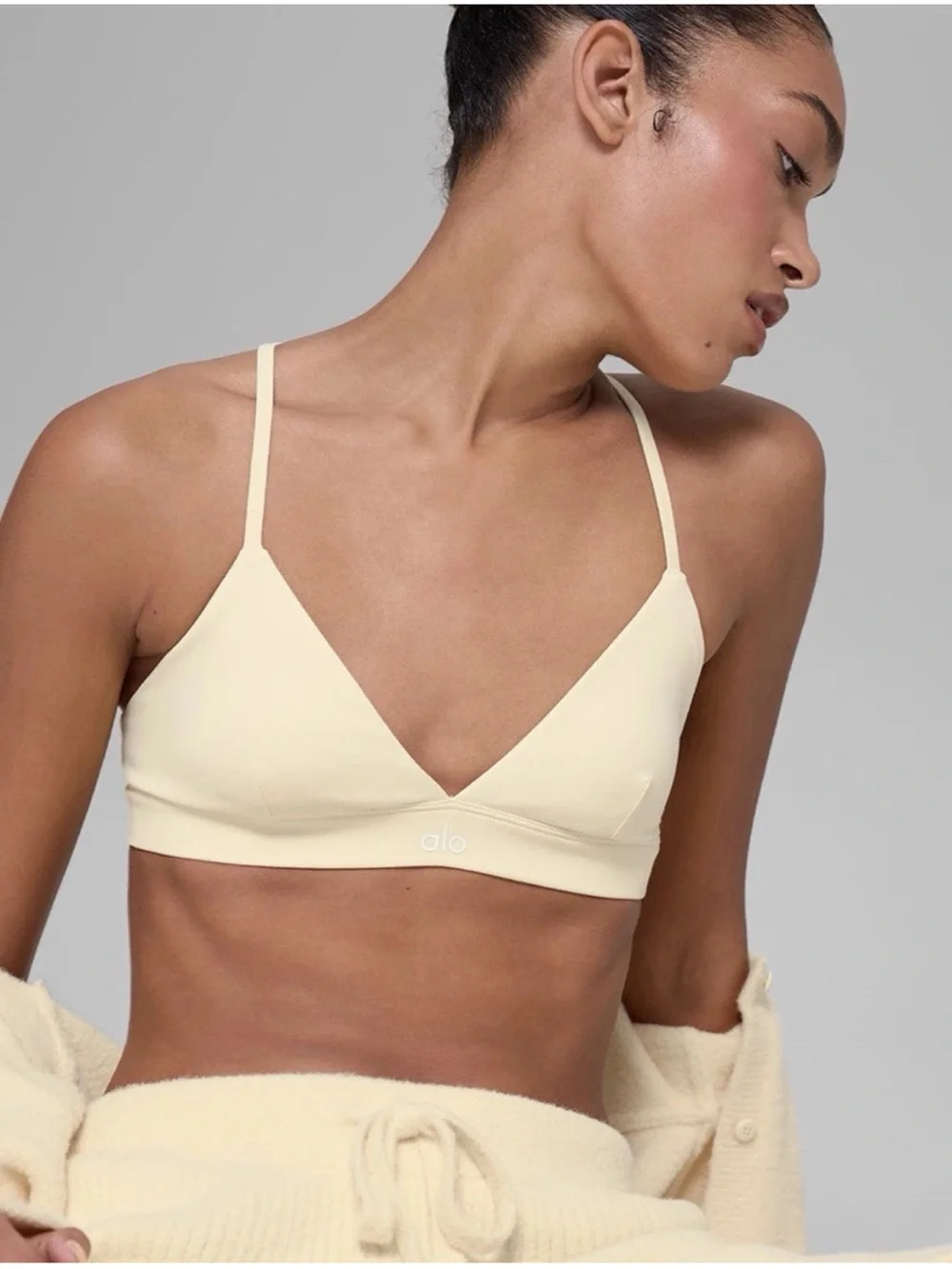 NWT Alo Yoga Splendor Bra Authentic- Candlelight Yellow/White M Limited